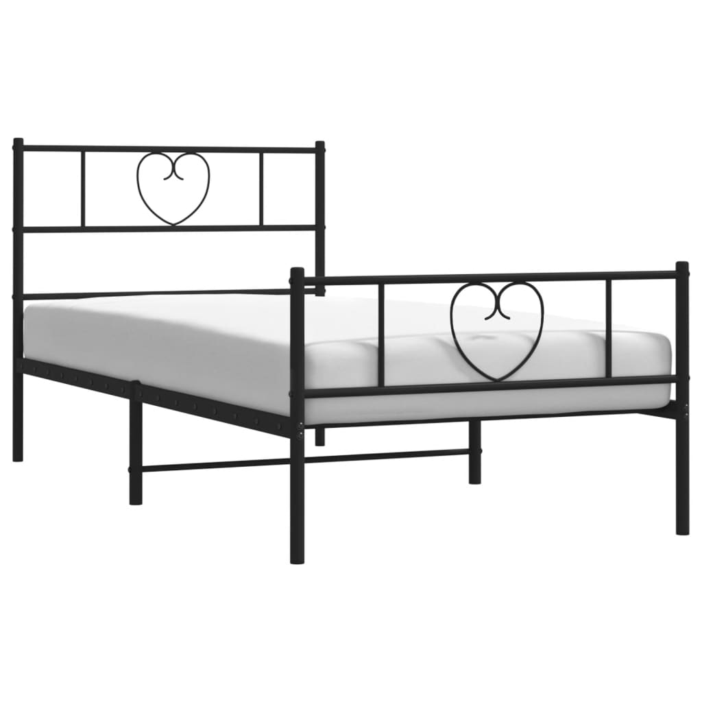 vidaXL Bedframe met hoofd- en voeteneinde metaal zwart 107x203 cm