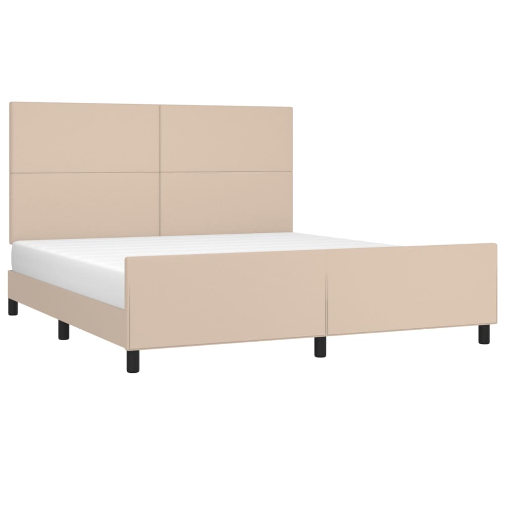 vidaXL Bedframe met hoofdbord kunstleer cappuccinokleurig 180x200 cm