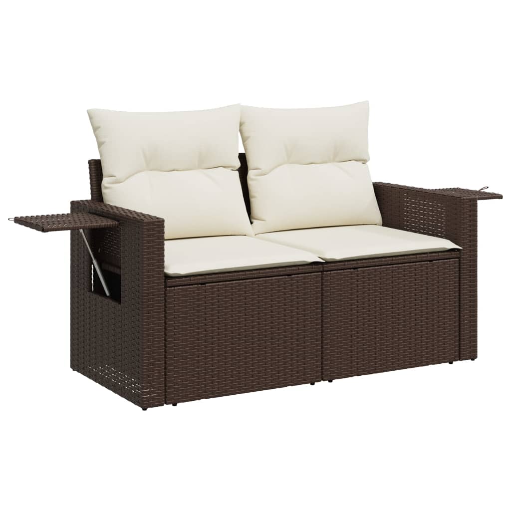 vidaXL 10-delige Loungeset met kussens poly rattan bruin