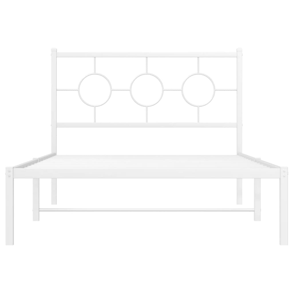 vidaXL Bedframe met hoofd- en voeteneinde metaal wit 107x203 cm