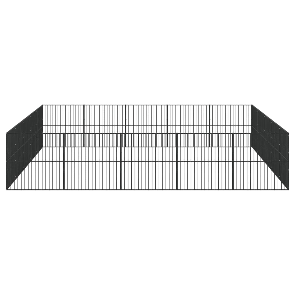 vidaXL Hondenkennel 20 panelen gepoedercoat staal zwart