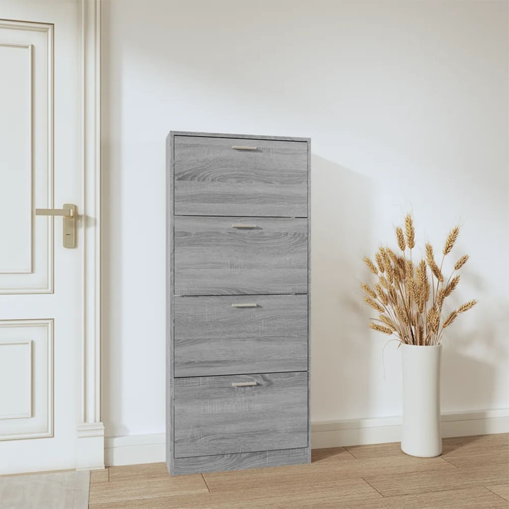 vidaXL Schoenenkast 59x17x150 cm bewerkt hout grijs sonoma