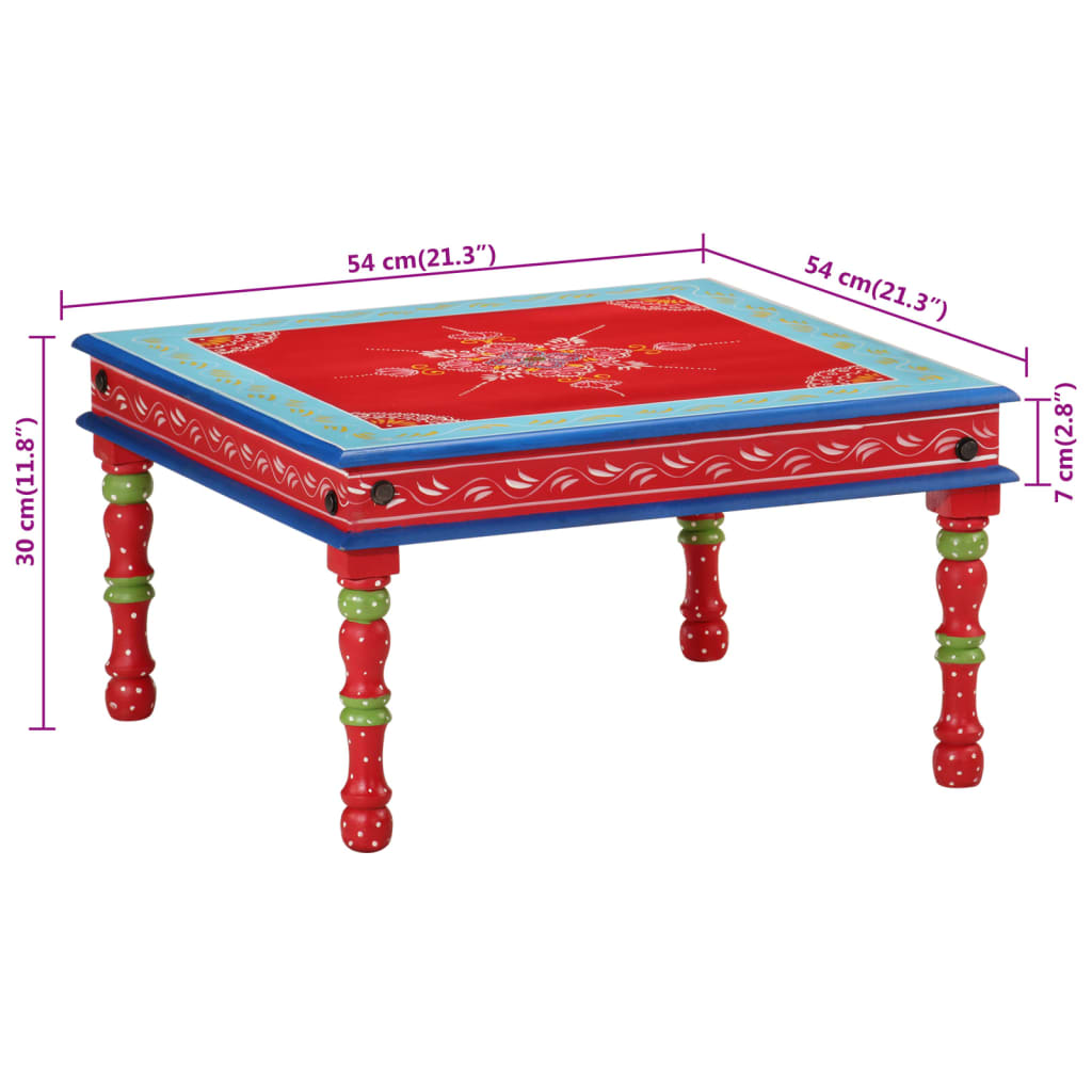 vidaXL Salontafel handbeschilderd massief mangohout rood