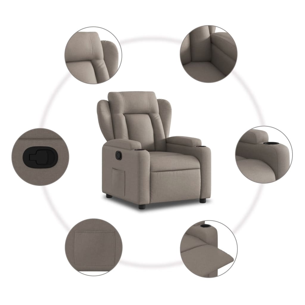 vidaXL Fauteuil verstelbaar stof taupe