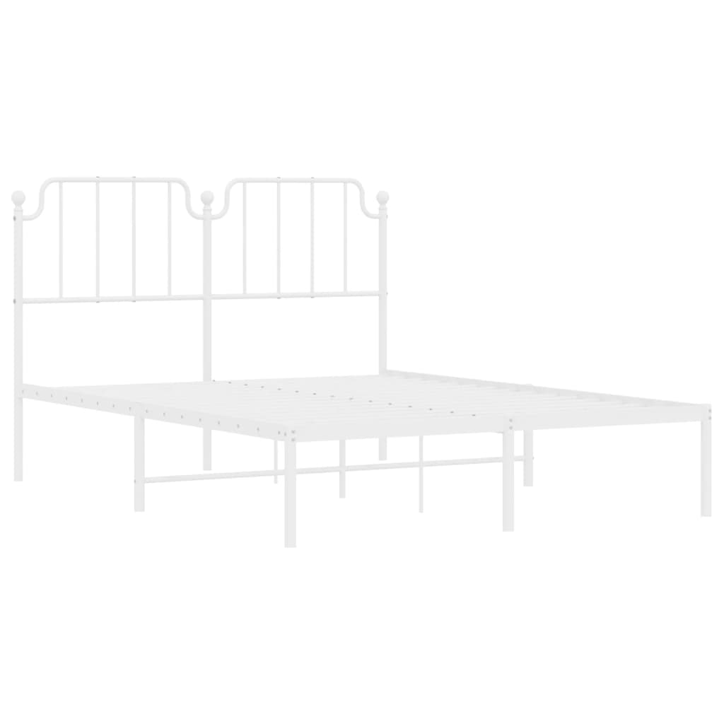 vidaXL Bedframe met hoofdbord metaal wit 140x190 cm