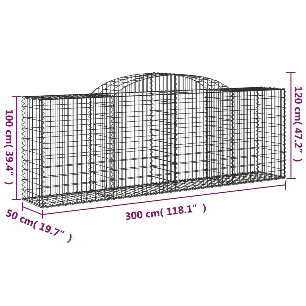 vidaXL Schanskorven 20 st gewelfd 300x50x100/120 cm ijzer