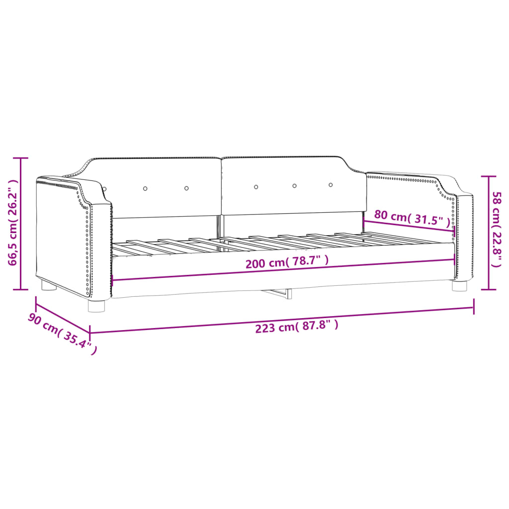 vidaXL Slaapbank 80x200 cm stof zwart