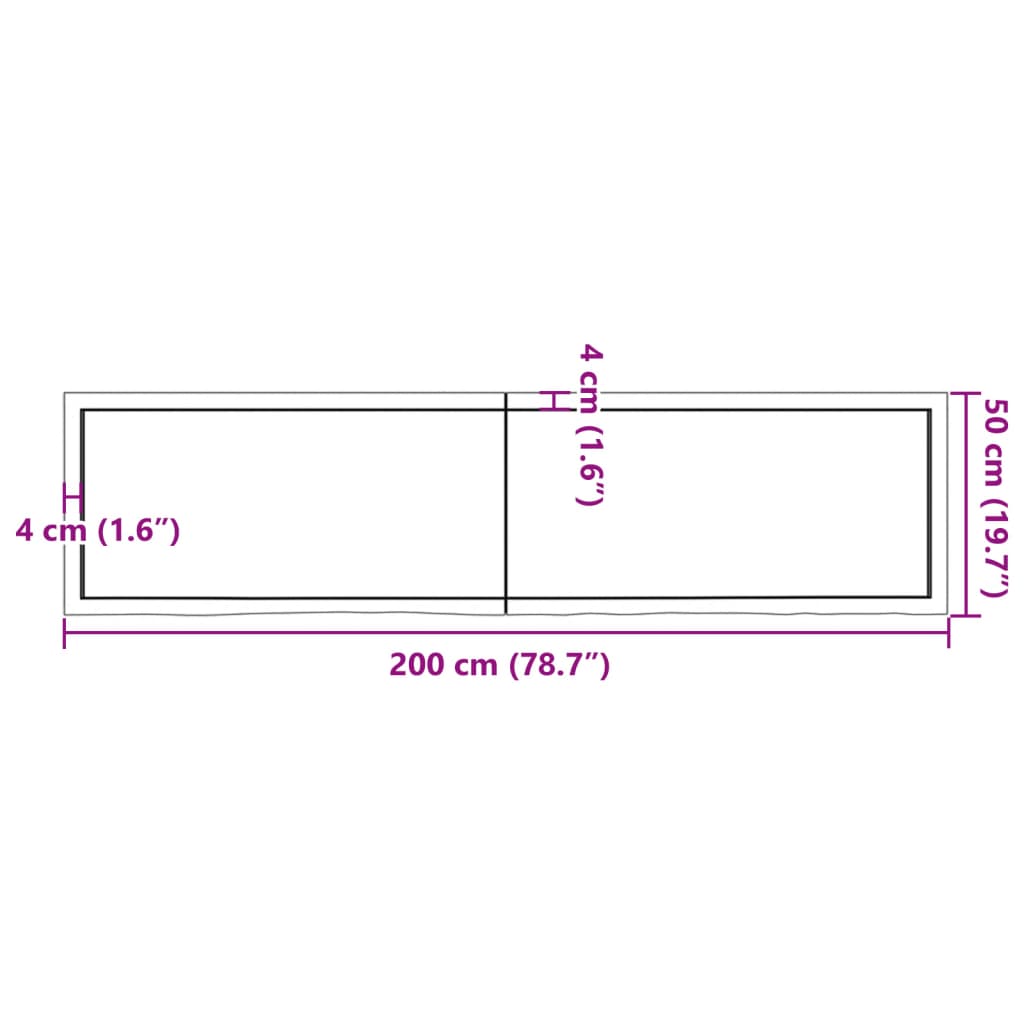 vidaXL Tafelblad 200x50x(2-4)cm behandeld eikenhout donkerbruin