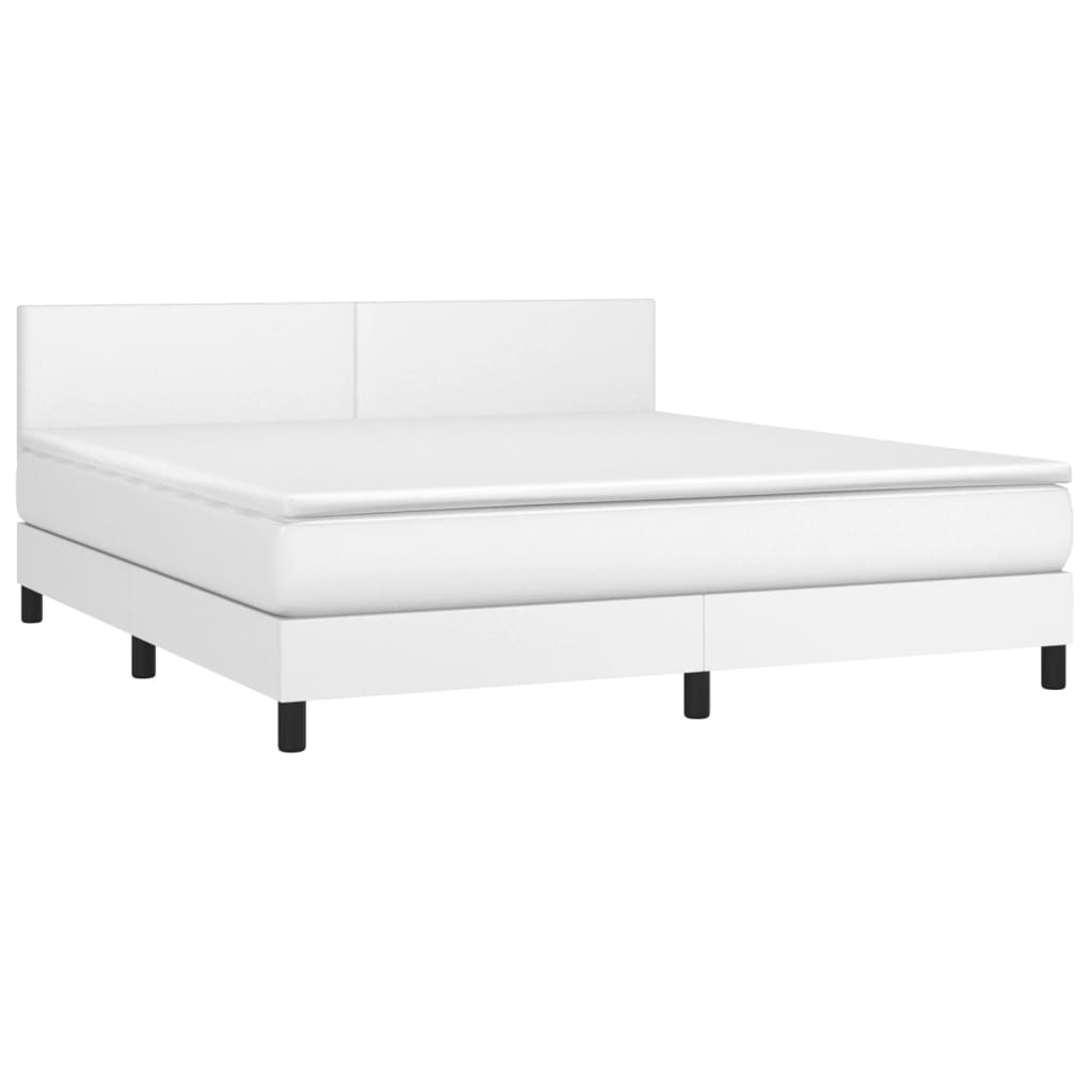 vidaXL Boxspring met matras en LED kunstleer wit 180x200 cm