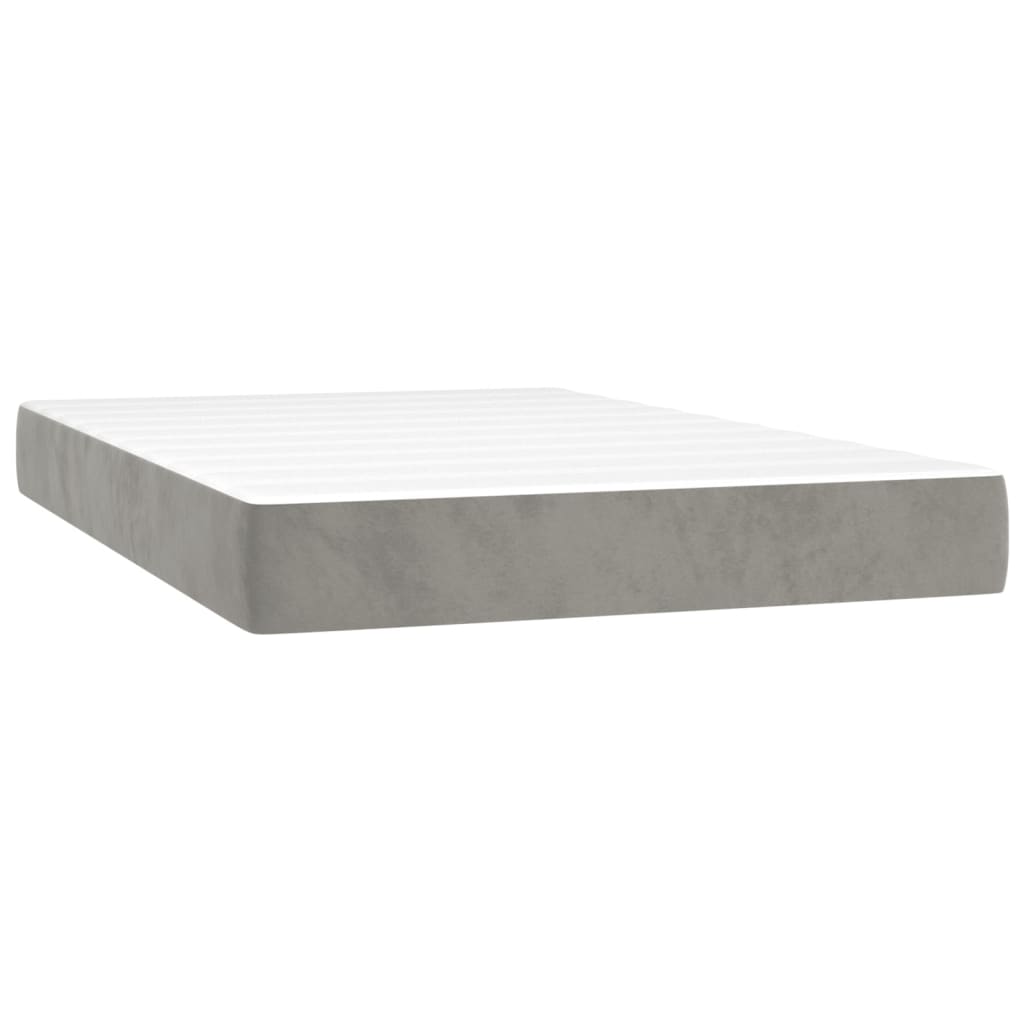 vidaXL Boxspring met matras en LED fluweel lichtgrijs 120x200 cm