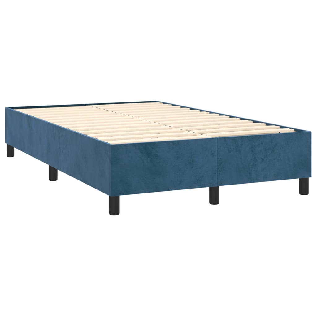 vidaXL Boxspring met matras en LED fluweel donkerblauw 120x200 cm