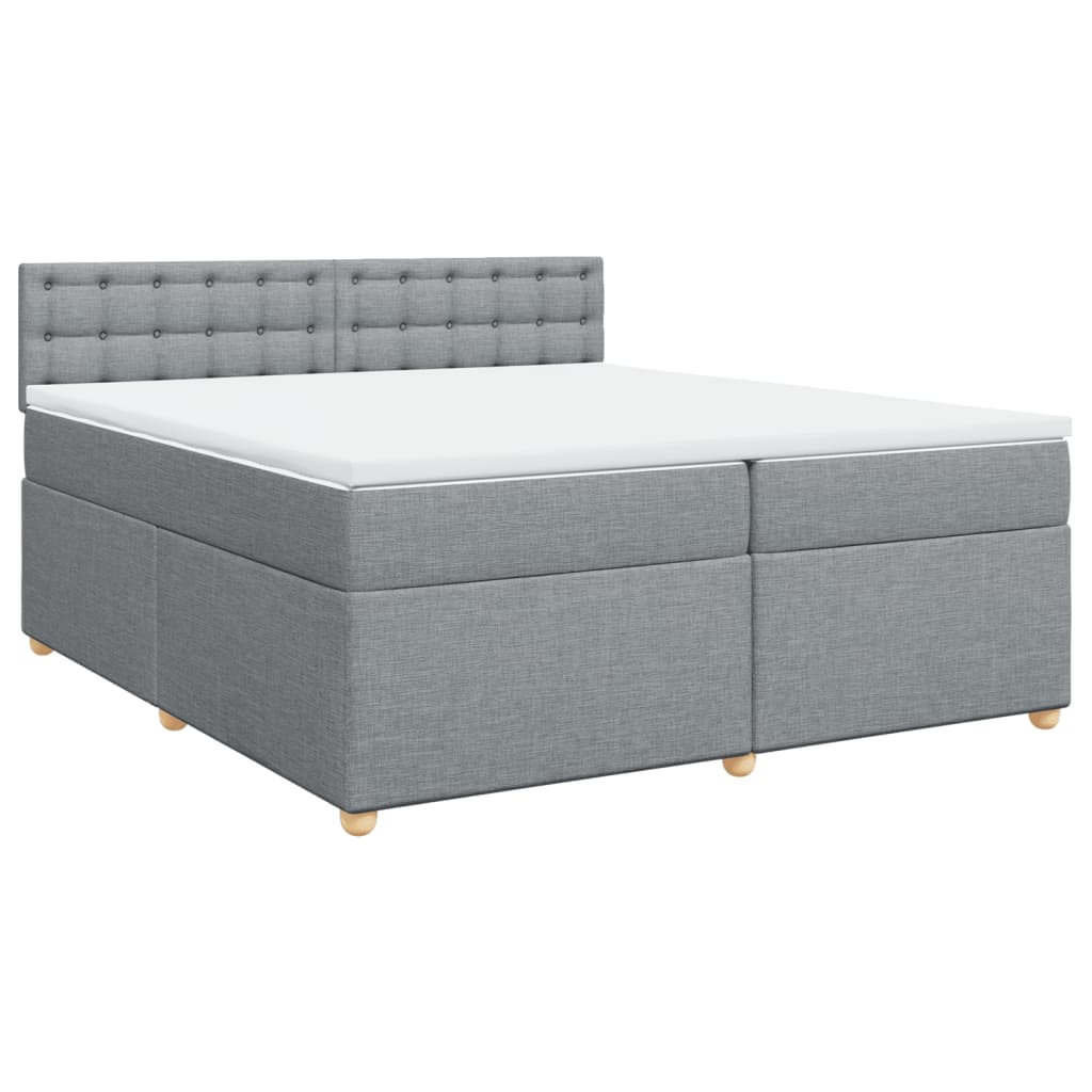 vidaXL Boxspring met matras stof lichtgrijs 200x200 cm