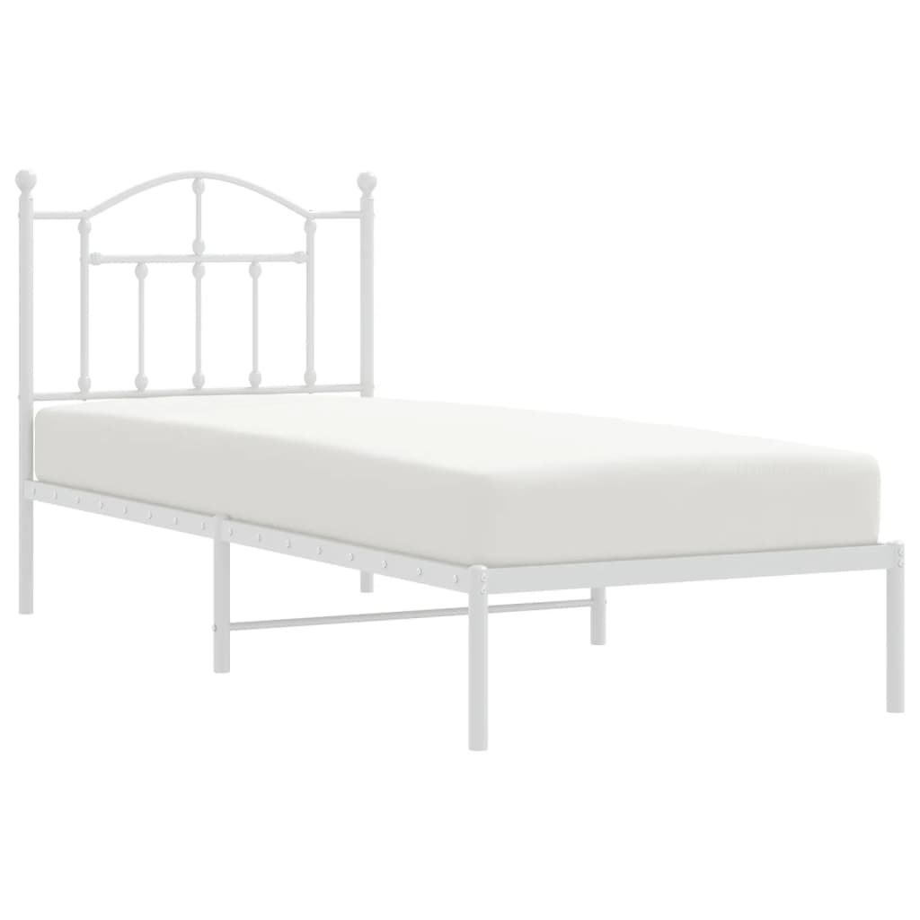 vidaXL Bedframe met hoofdbord metaal wit 90x190 cm