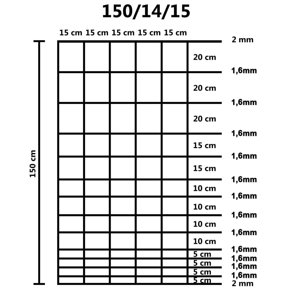 vidaXL Hek 50 m 150 cm gegalvaniseerd staal zilverkleurig