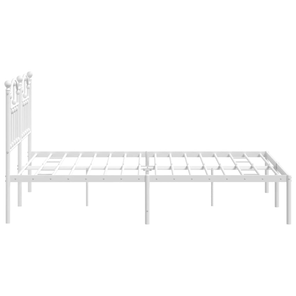 vidaXL Bedframe met hoofdbord metaal wit 135x190 cm