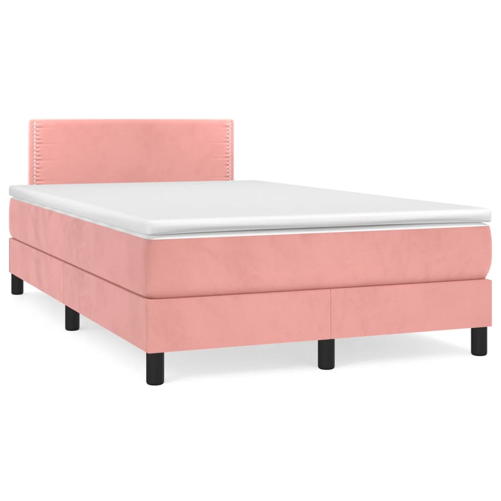 vidaXL Boxspring met matras fluweel roze 120x190 cm