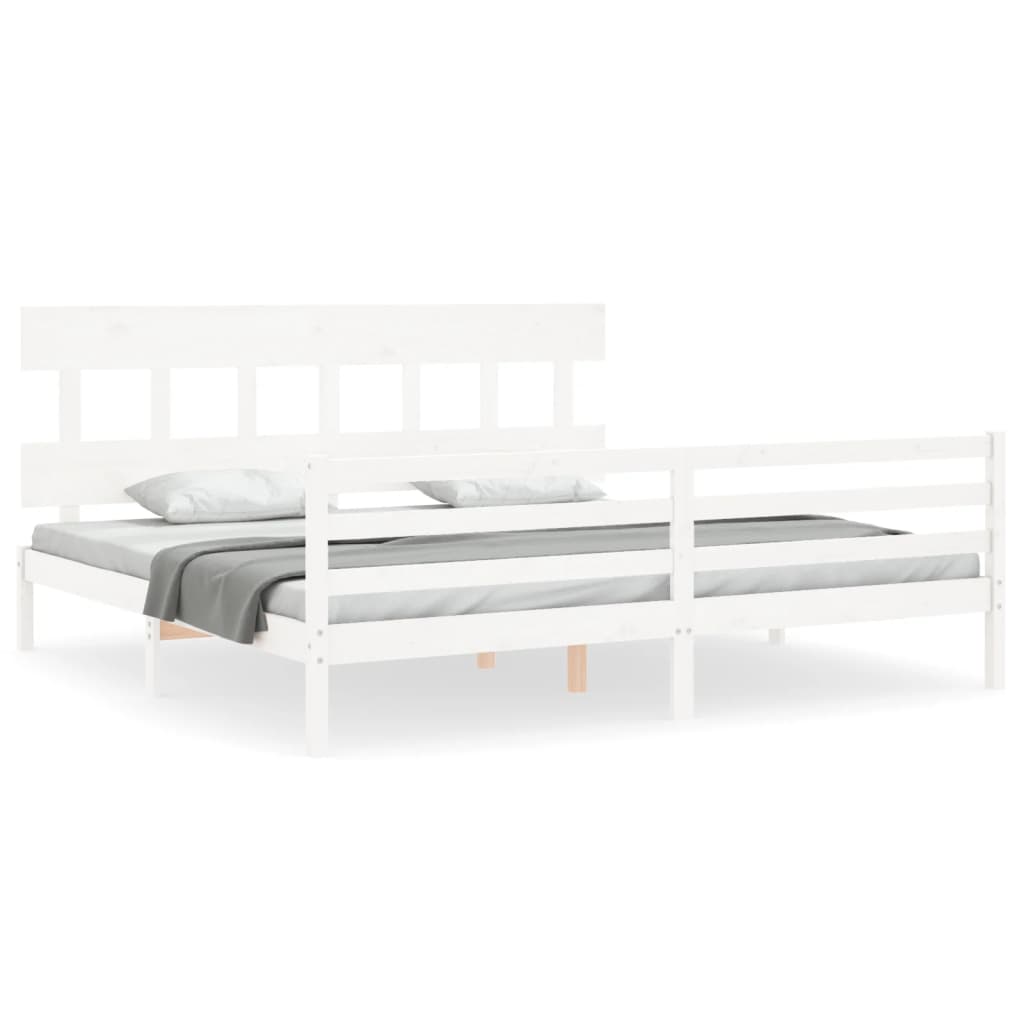 vidaXL Bedframe met hoofdbord massief hout wit