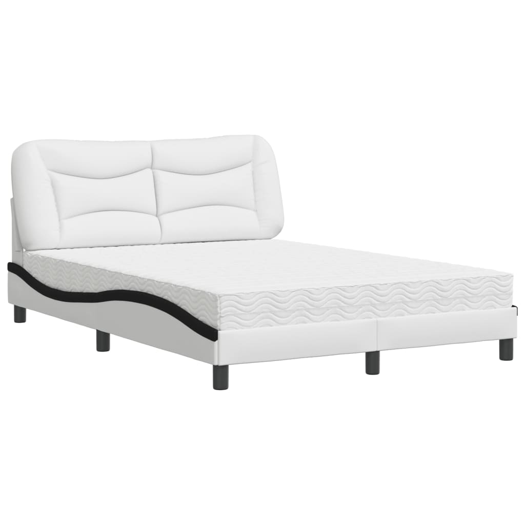 vidaXL Bed met matras kunstleer zwart en wit 120x200 cm