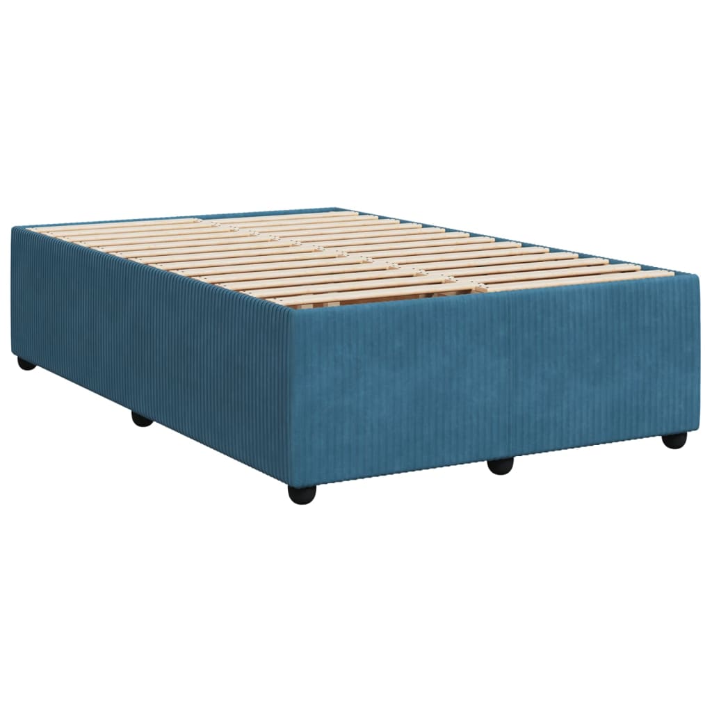 vidaXL Boxspring met matras fluweel donkerblauw 120x190 cm