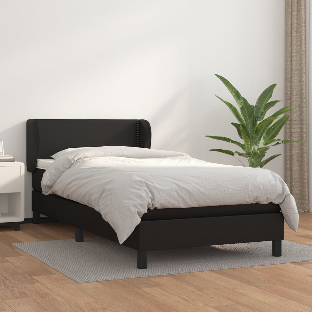 vidaXL Boxspring met matras kunstleer zwart 100x200 cm