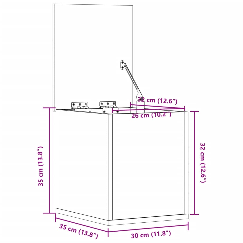 vidaXL Opbergbox 30x35x35 cm bewerkt hout zwart