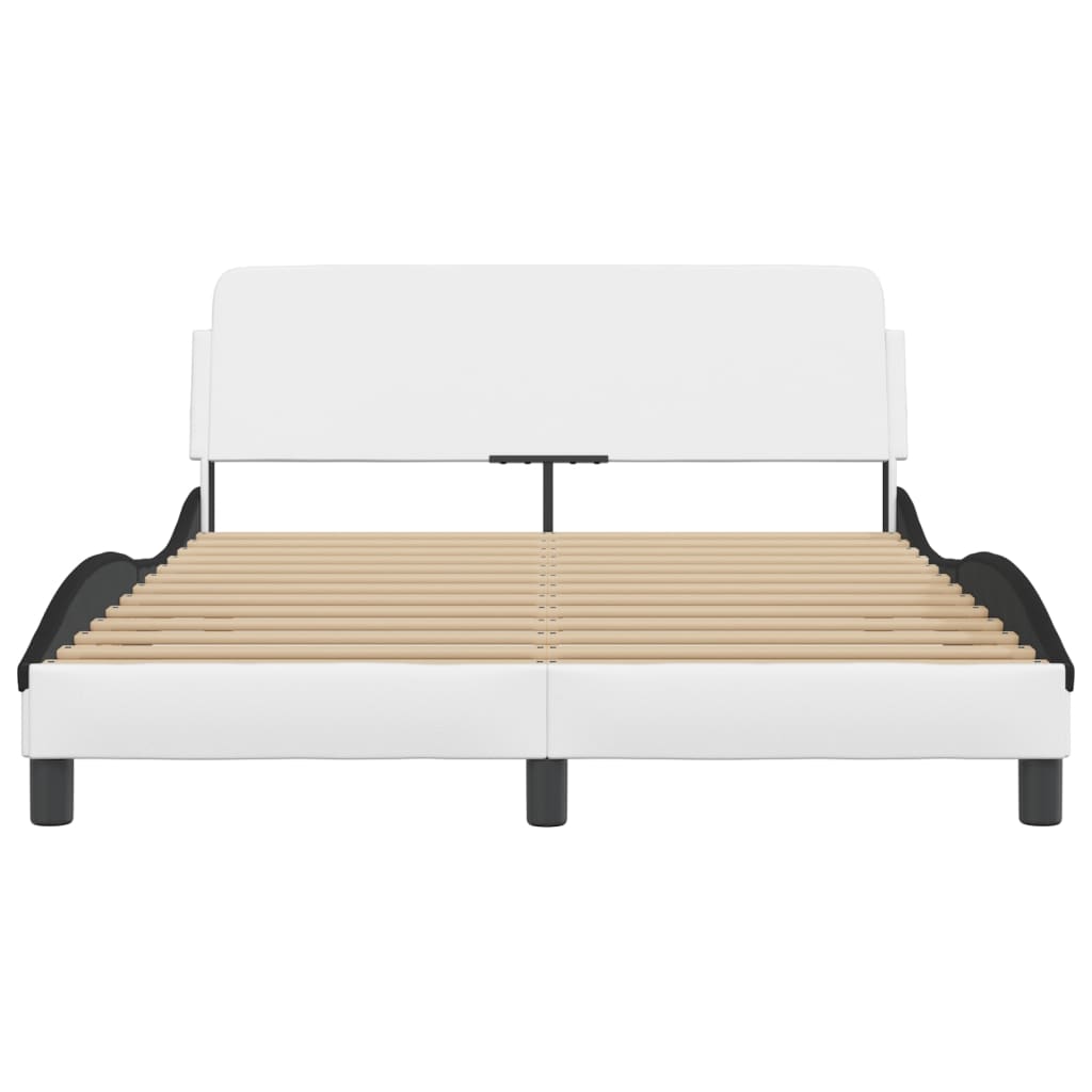 vidaXL Bedframe met hoofdbord kunstleer zwart en wit 120x200 cm