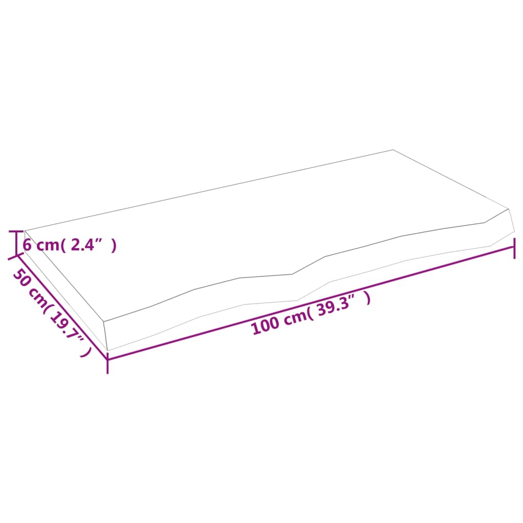 vidaXL Tafelblad 100x50x(2-6)cm behandeld massief eikenhout lichtbruin