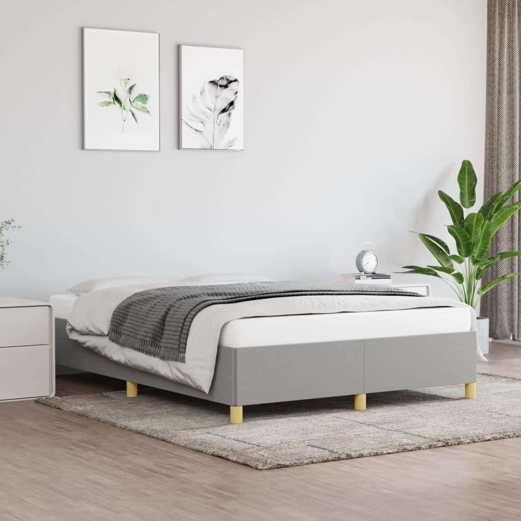 vidaXL Bedframe zonder matras stof lichtgrijs 140x200 cm