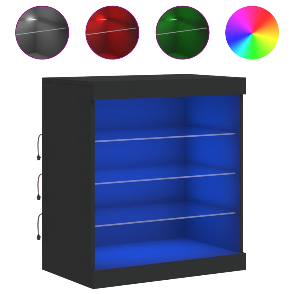 vidaXL Dressoir met LED-verlichting 60,5x37x67 cm zwart