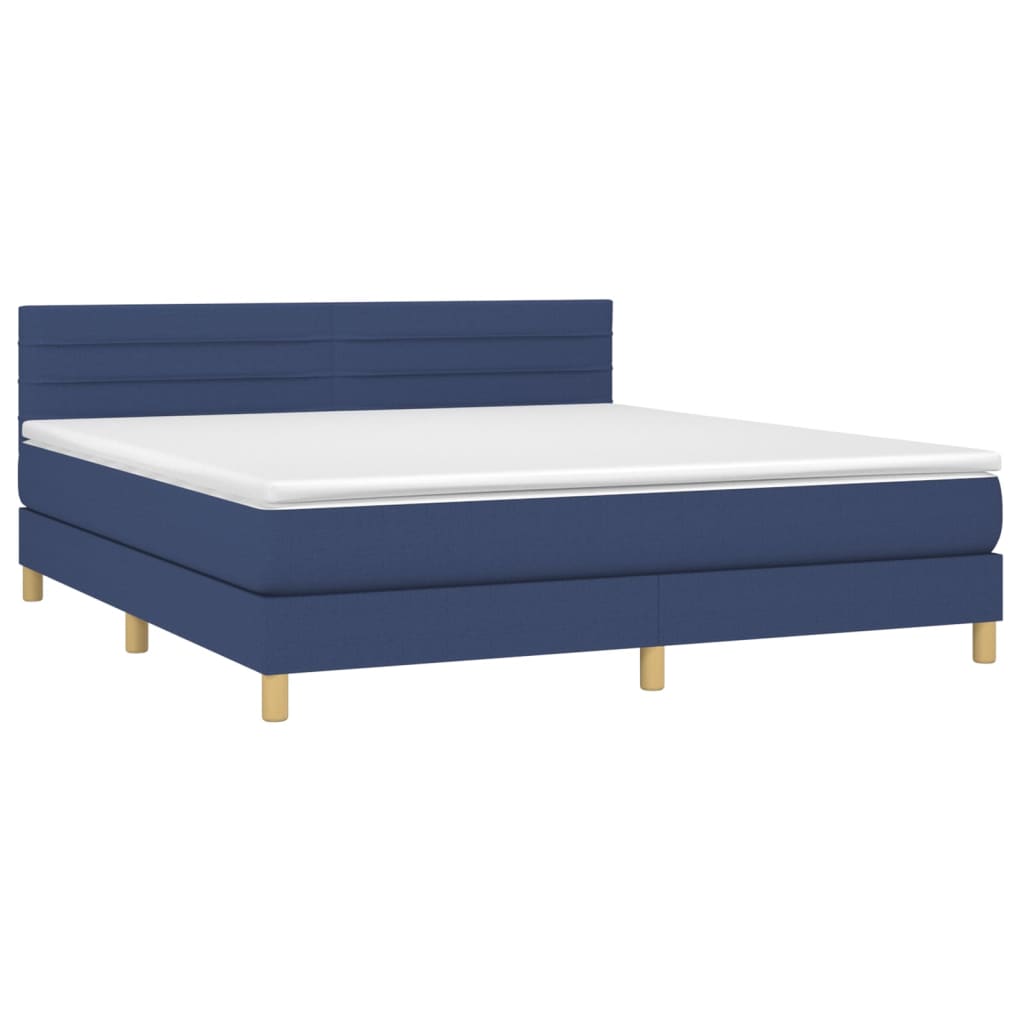 vidaXL Boxspring met matras en LED stof blauw 160x200 cm