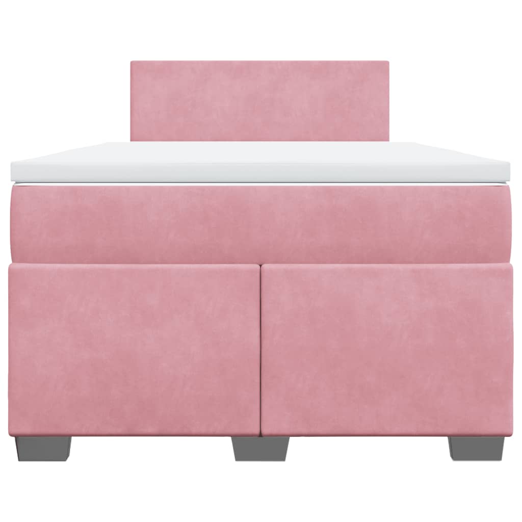 vidaXL Boxspring met matras fluweel roze 120x200 cm