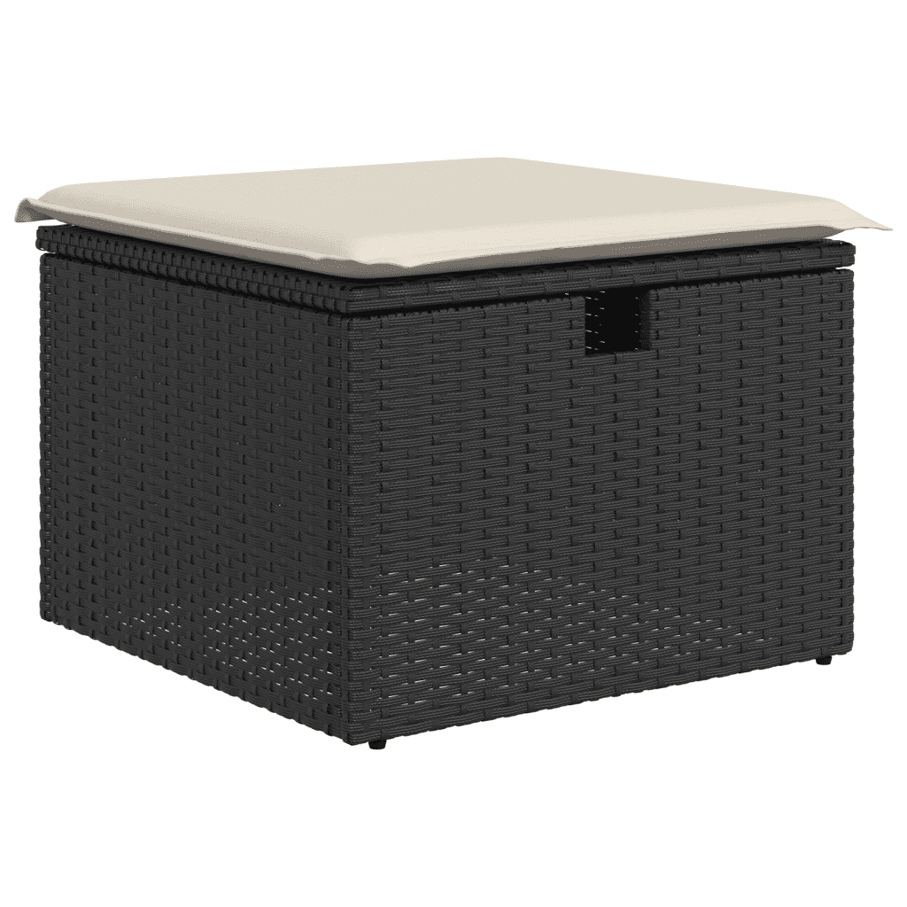 vidaXL 6-delige Loungeset met kussens poly rattan zwart