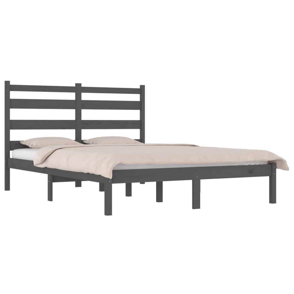 vidaXL Bedframe massief grenenhout grijs 200x200 cm