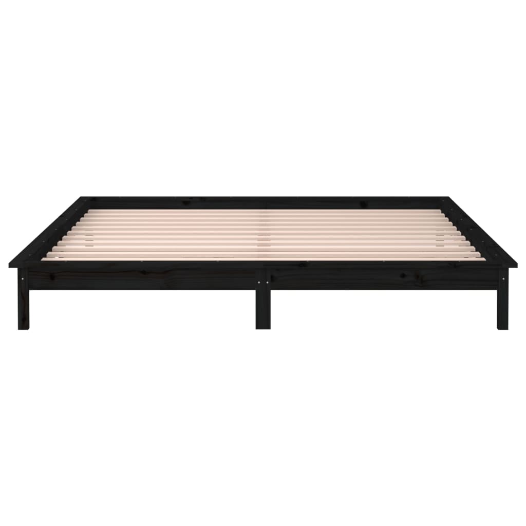 vidaXL Bedframe LED massief hout zwart 120x190 cm