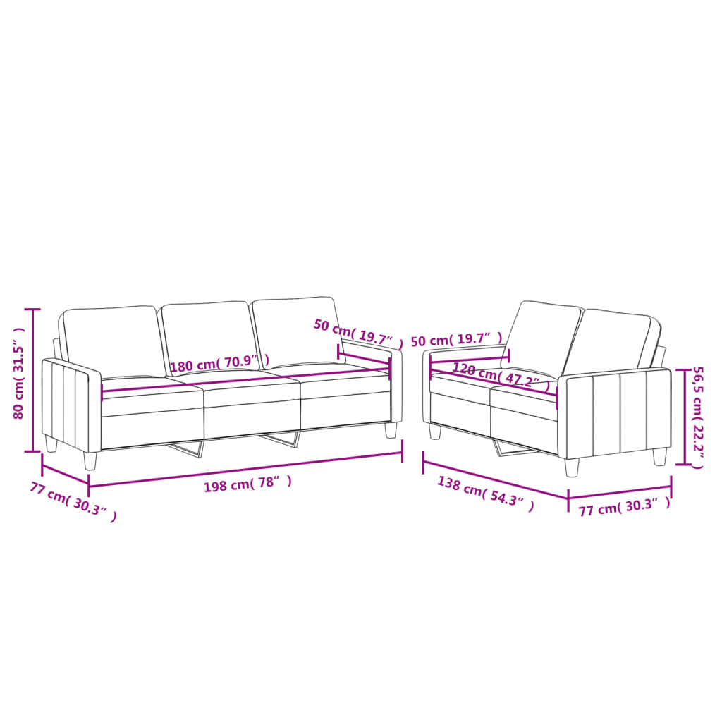 vidaXL 2-delige Loungeset met kussens kunstleer cappuccino