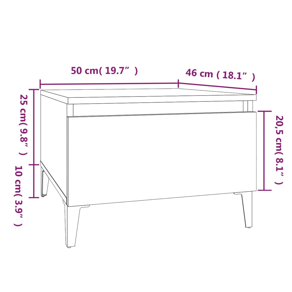 vidaXL Bijzettafels 2 st 50x46x35 cm bewerkt hout wit