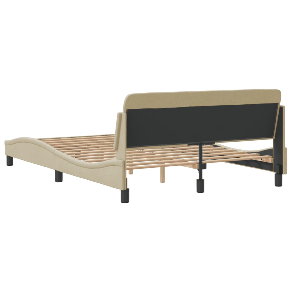 vidaXL Bedframe zonder matras 120x200 cm stof crèmekleurig