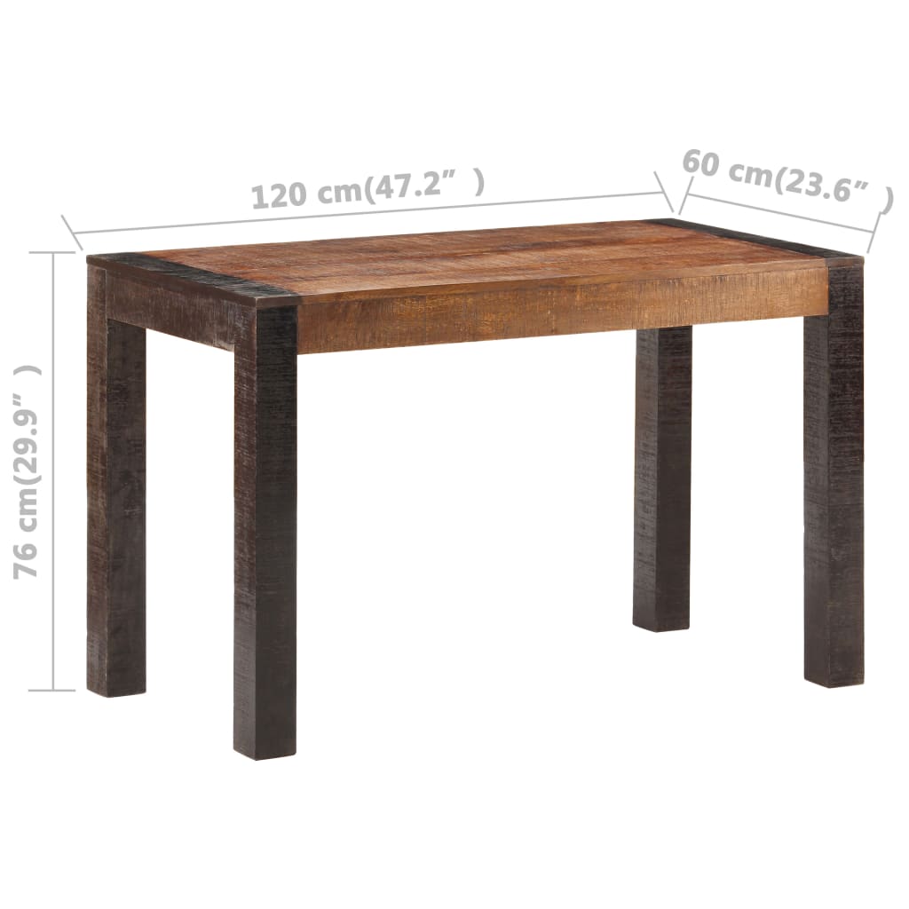 vidaXL Eettafel 120x60x76 cm massief ruw mangohout