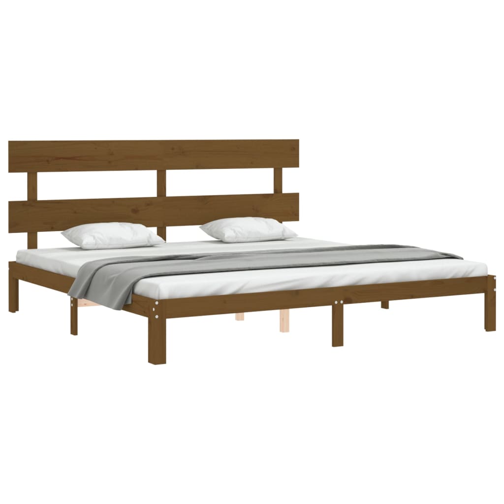 vidaXL Bedframe met hoofdbord massief hout honingbruin 200x200 cm