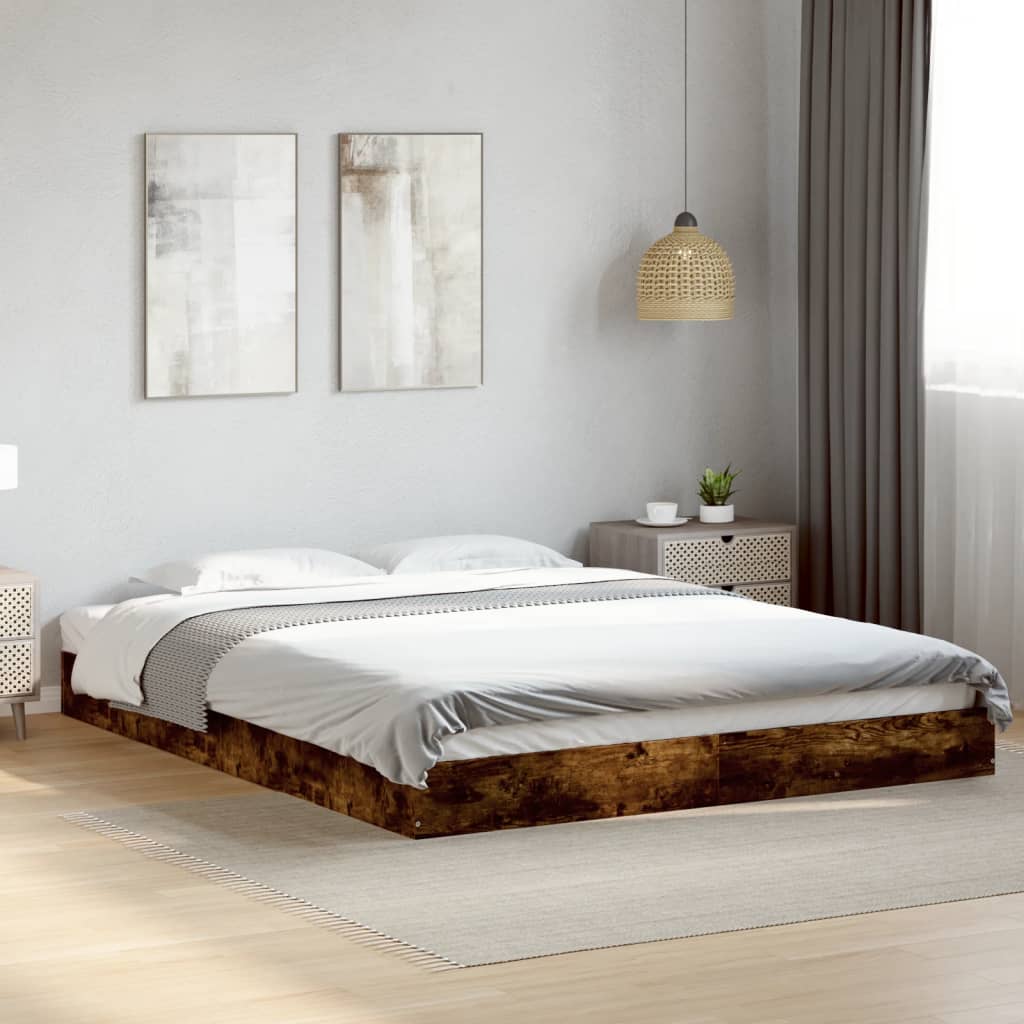 vidaXL Bedframe zonder matras hout gerookt eikenkleurig 150x200 cm