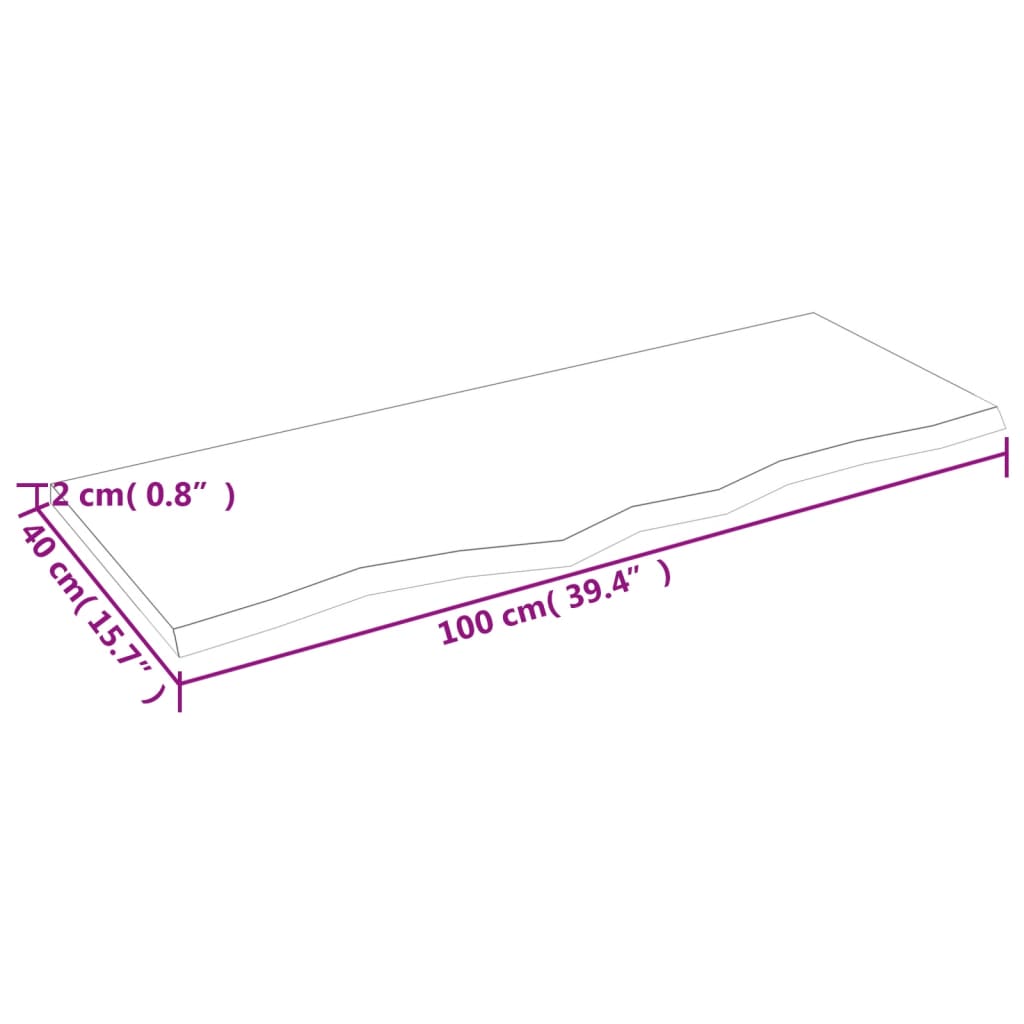 vidaXL Wastafelblad 100x40x2 behandeld massief hout lichtbruin