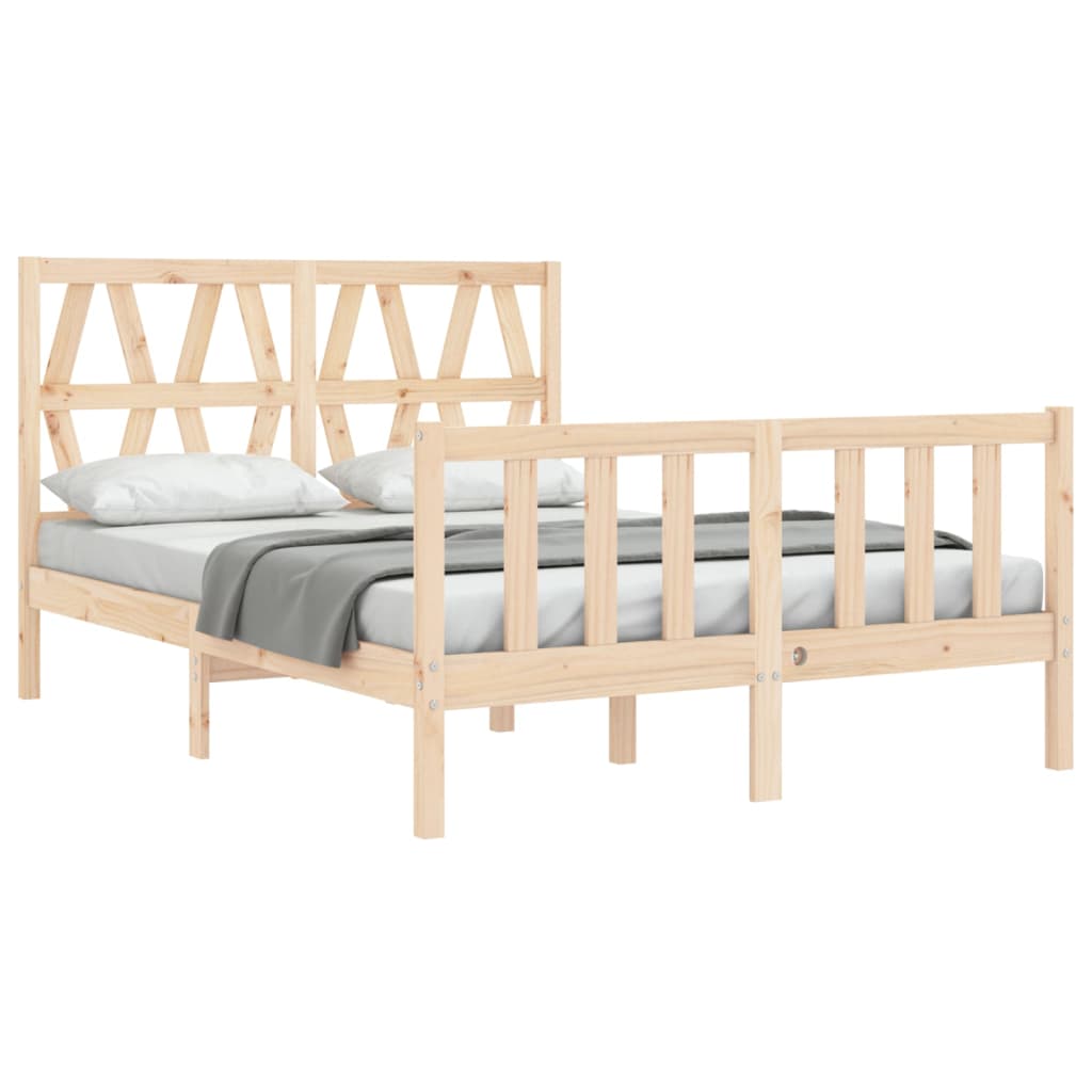 vidaXL Bedframe met hoofdbord massief hout