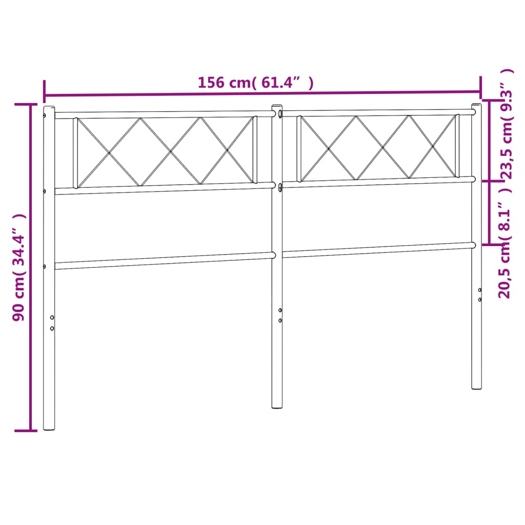 vidaXL Hoofdbord 150 cm metaal wit