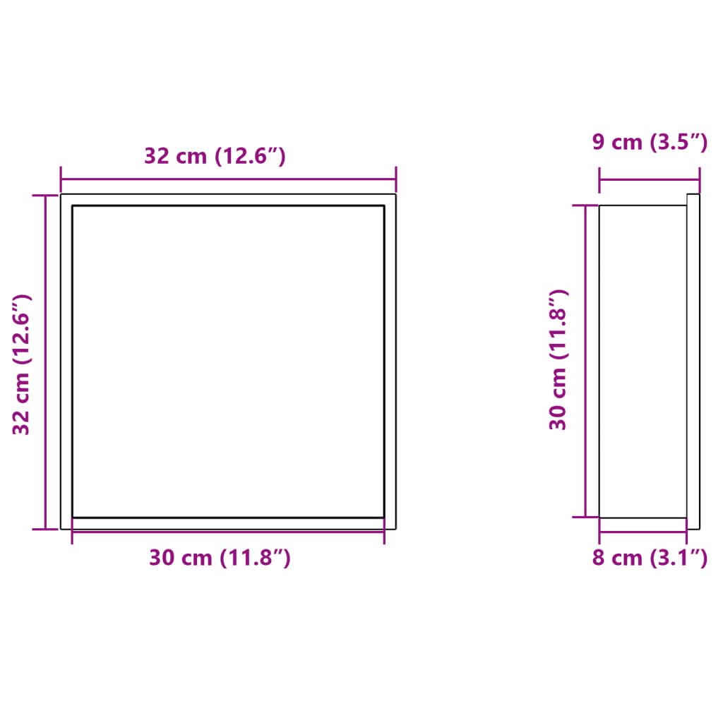 vidaXL Douchenis 32x32x9 cm roestvrijstaal geborsteld goudkleurig