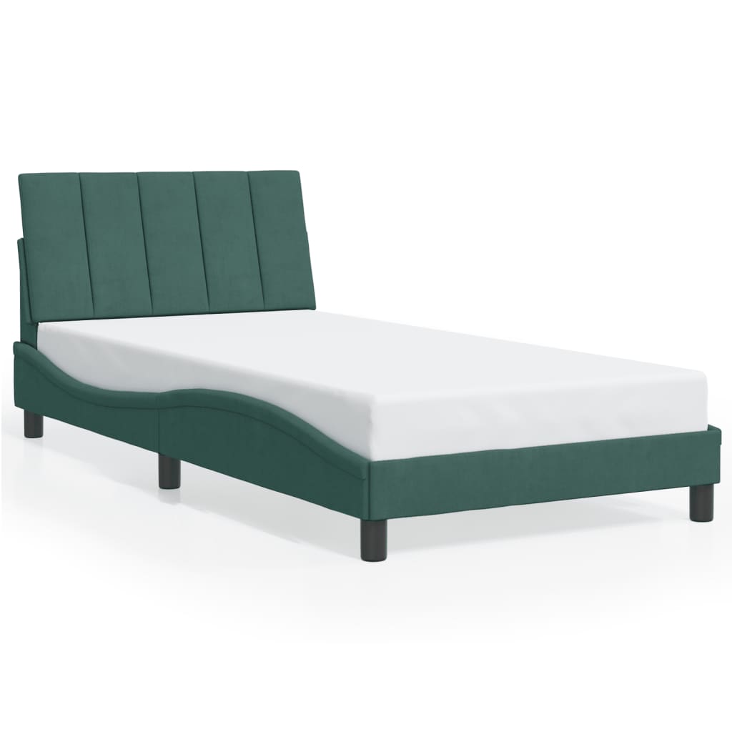 vidaXL Bedframe met hoofdeinde fluweel donkergroen 100x200 cm