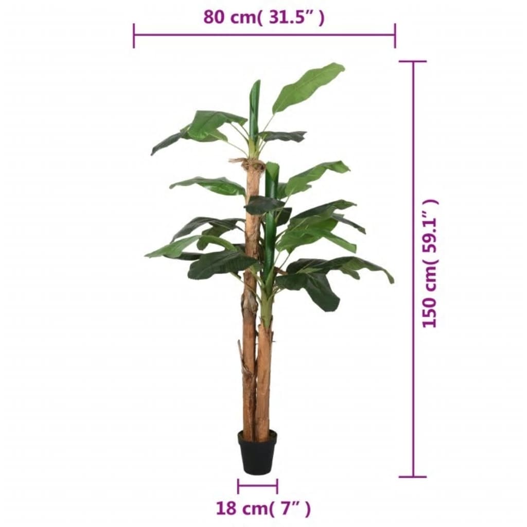 vidaXL Kunstplant bananenboom 18 bladeren 150 cm groen