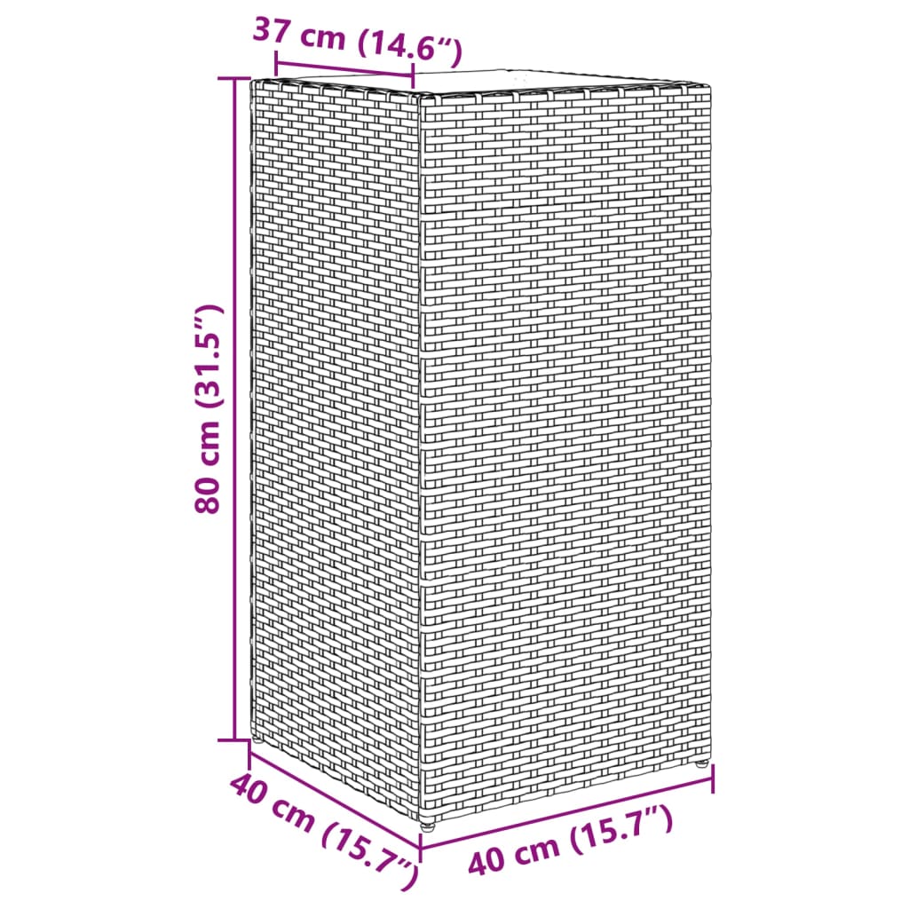 vidaXL Plantenbakken 2 st 40x40x80 cm poly rattan zwart