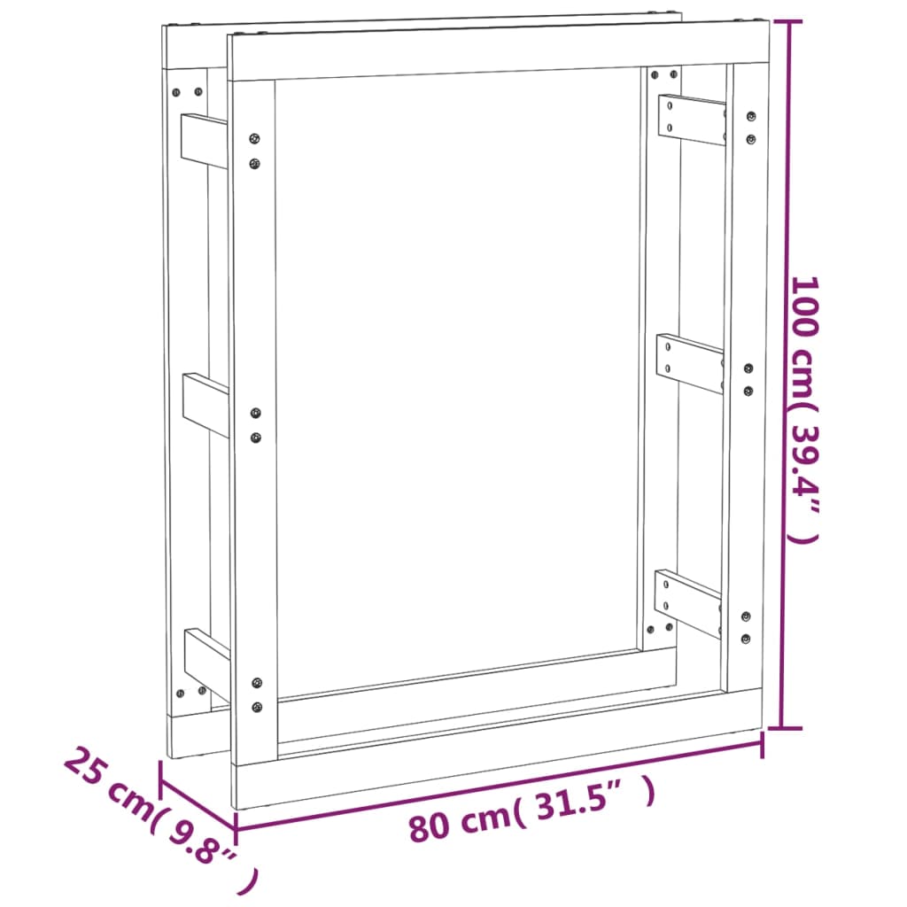 vidaXL Haardhoutrek 80x25x100 cm massief grenenhout