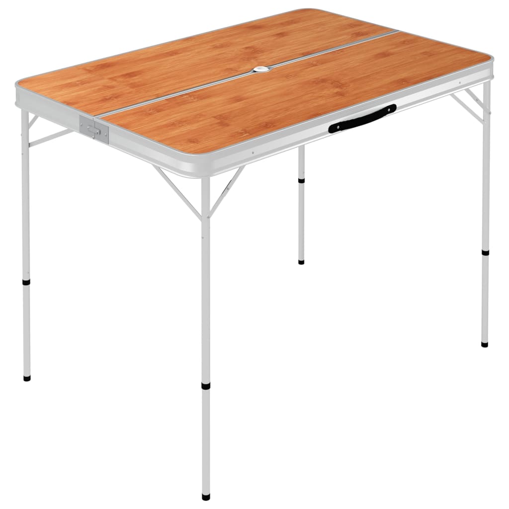 vidaXL Campingtafel inklapbaar met 2 banken aluminium bruin