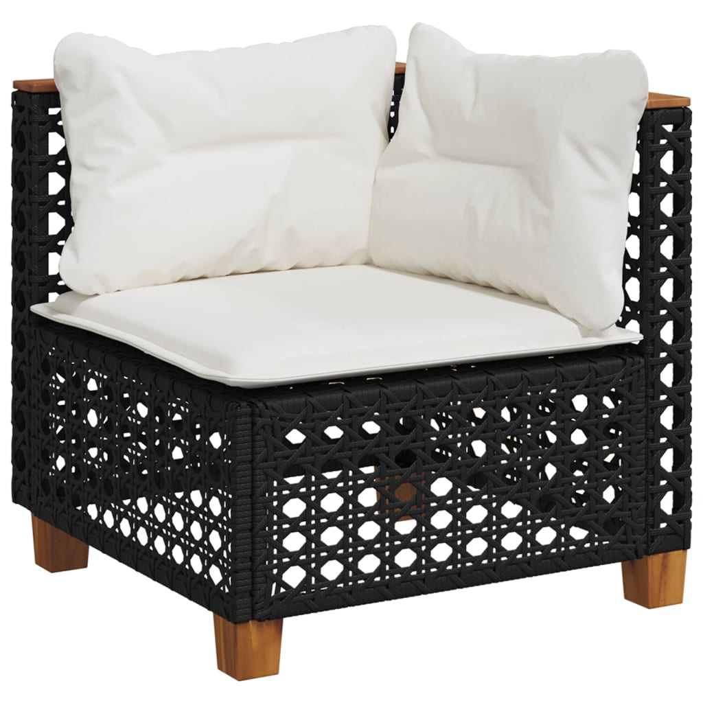 vidaXL 7-delige Loungeset met kussens poly rattan zwart